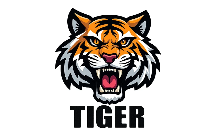 Tiger logo before and after graphic background removal overlay